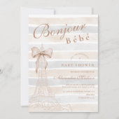 Invitation Bow beige Bonjour Bebe Baby shower (Devant)