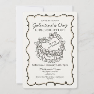 Invitation Bow Beige Retro Coquette gâteau Galentine