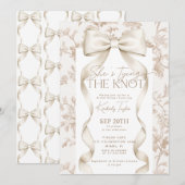 Invitation Bow Beige Toile Elle Attache La Fête des mariées d (Devant / Derrière)