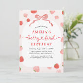 Invitation Bow Berry 1er premier anniversaire Photo Red Girl' (Debout devant)