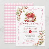 Invitation Bow Berry en amour Fête des mariées fraise Floral (Devant / Derrière)