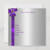 Invitation Bow bijoux violet argenté 40e anniversaire élégant (Dos)