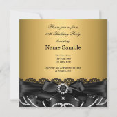 Invitation Bow Black Lace Gold faux diamant Anniversaire (Dos)