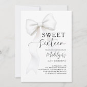 Invitation Bow Black White Modern Simple Elegant Sweet 16 (Devant)