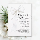 Invitation Bow Black White Modern Simple Elegant Sweet 16