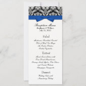 Invitation Bow bleu avec menu de réception Mariage damassé (Devant)