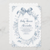 Invitation Bow bleu vintage Dusty (Devant / Derrière)