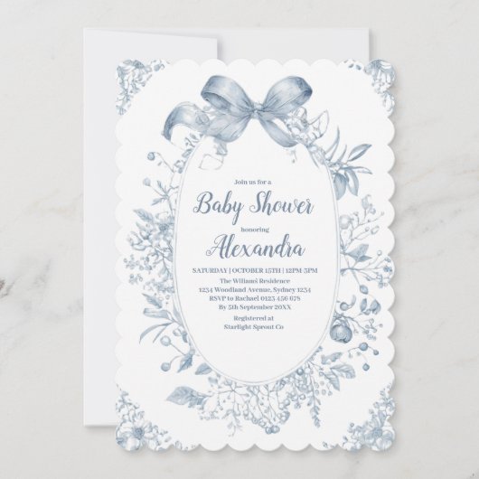 Invitation Bow bleu vintage Dusty (Devant)
