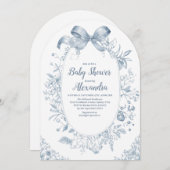 Invitation Bow bleu vintage Dusty (Devant / Derrière)