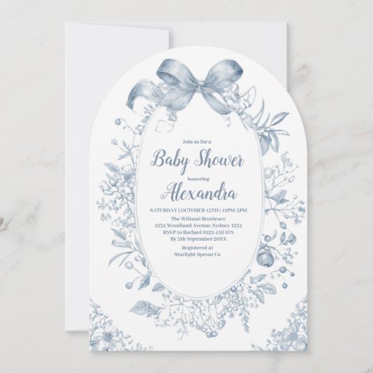 Invitation Bow bleu vintage Dusty (Devant)