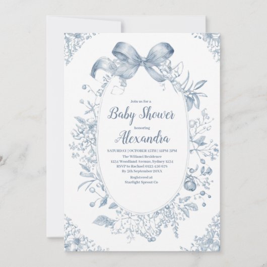 Invitation Bow bleu vintage Dusty (Devant)