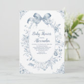 Invitation Bow bleu vintage Dusty (Debout devant)