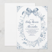 Invitation Bow bleu vintage Dusty (Devant / Derrière)