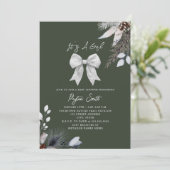 Invitation Bow Botanical Winter Girl Baby shower vert (Debout devant)