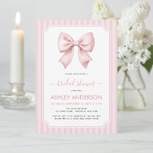 Invitation Bow Bridal Shower Pink Stripes Pattern Coquette