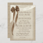 Invitation Bow Burlap et Cascade de dentelle (Devant / Derrière)