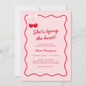 Invitation Bow cerise rouge nouer la Fête des mariées de noeu (Devant)