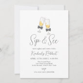 Invitation Bow Champagne Verre Sip & Voir Baby shower (Devant)