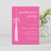 Invitation Bow Chic Pink Grad Photo 2025 Graduation (Debout devant)