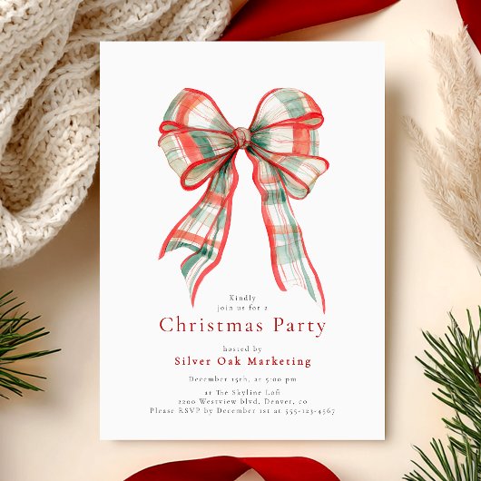 Invitation Bow Christmas Party Corporate