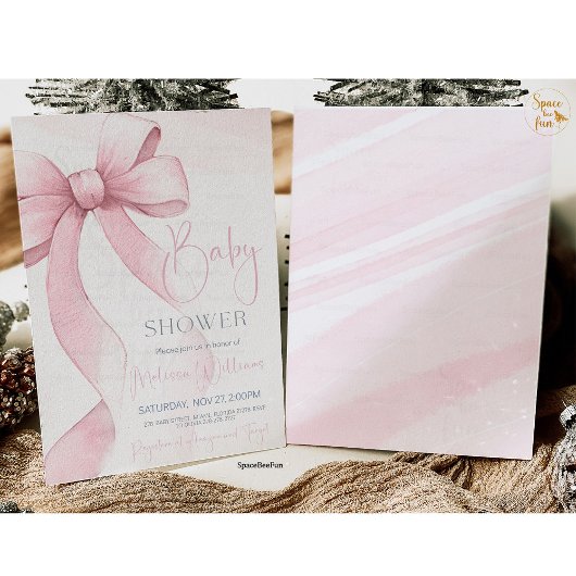Invitation Bow Coquette Baby shower fille