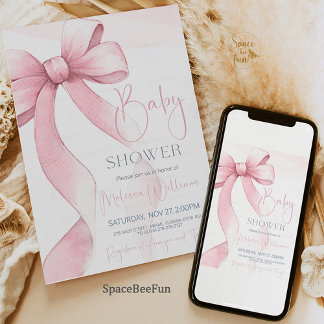 Invitation Bow Coquette Baby shower fille