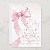 Invitation Bow Coquette Baby shower fille (Devant)