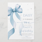 Invitation Bow Coquette Blue 1st Birthday  (Devant)