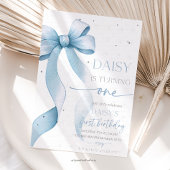 Invitation Bow Coquette Blue 1st Birthday 