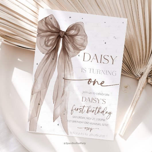 Invitation Bow Coquette Chocolate Mocha Anniversaire