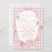 Invitation Bow Coquette Gingham Pink Bow Baby Shower (Devant)
