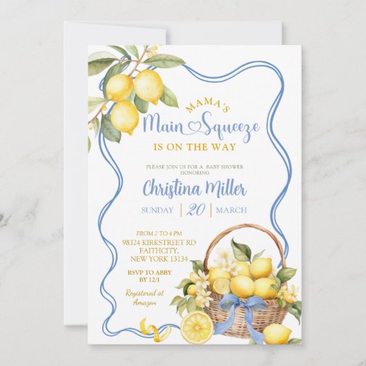 Invitation Bow Coquette Lemon Bridal Shower (Devant)