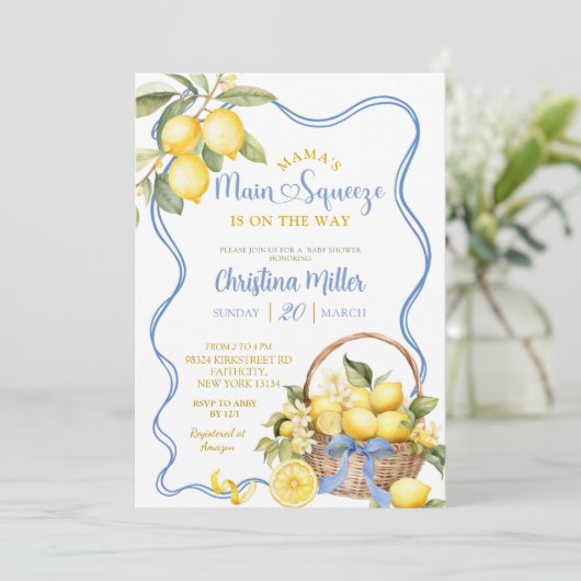 Invitation Bow Coquette Lemon Bridal Shower (Debout devant)