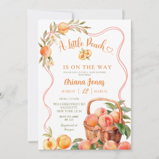 Invitation Bow Coquette Peach Baby Shower (Devant)