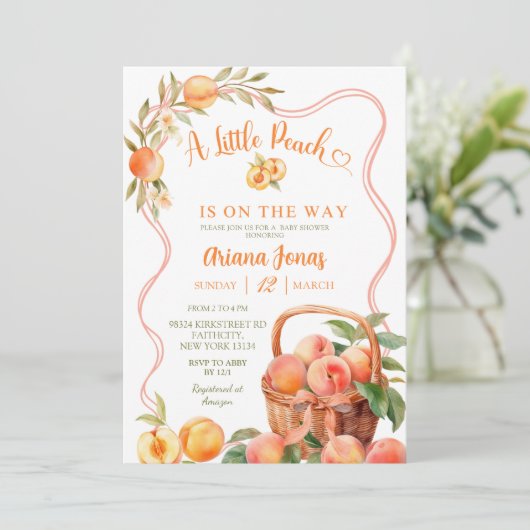 Invitation Bow Coquette Peach Baby Shower (Debout devant)