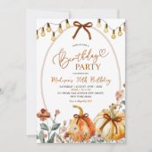 Invitation Bow Coquette Pumpkin Wildflower Birthday Party (Devant)
