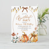 Invitation Bow Coquette Pumpkin Wildflower Birthday Party (Debout devant)