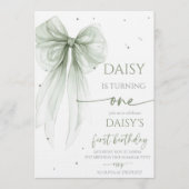 Invitation Bow Coquette Sage 1st Birthday  (Devant)