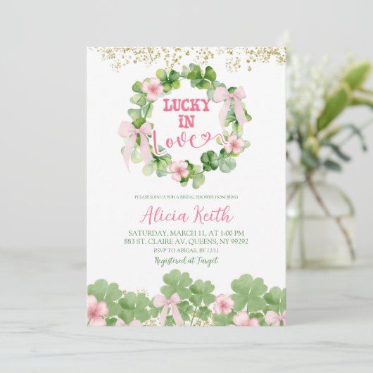 Invitation Bow Coquette St Patrick Bridal Shower (Debout devant)
