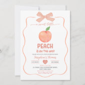 Invitation Bow Coquette Sweet Little Peach Baby shower (Devant)