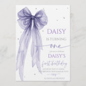 Invitation Bow Coquette Violet 1er Anniversaire (Devant)