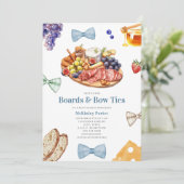 Invitation Bow Cravates Charcuterie Baby shower Blue Boy (Debout devant)