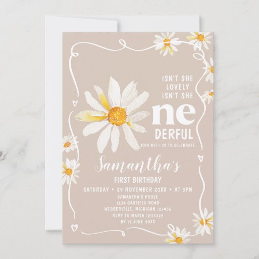 Invitation Bow Daisy Flowers n'est-elle pas un anniversaire m (Devant)