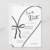 Invitation Bow de Coeur Blanc Moderne Photo Mariage Enregistr (Devant)