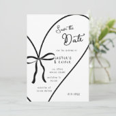 Invitation Bow de Coeur Blanc Moderne Photo Mariage Enregistr (Debout devant)