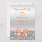 Invitation Bow de corail romantique, Fiançailles de Parties s (Devant)