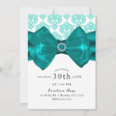 Invitation Bow de Damas sarcelle et blanc Glam Chic Sweet 16  (Devant)