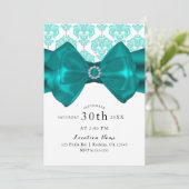 Invitation Bow de Damas sarcelle et blanc Glam Chic Sweet 16  (Debout devant)