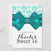 Invitation Bow de Damas sarcelle et blanc Glam Chic Sweet 16  (Dos)