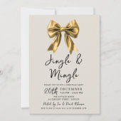 Invitation Bow de fête de Noël Jingle & Mingle en or moderne (Devant)